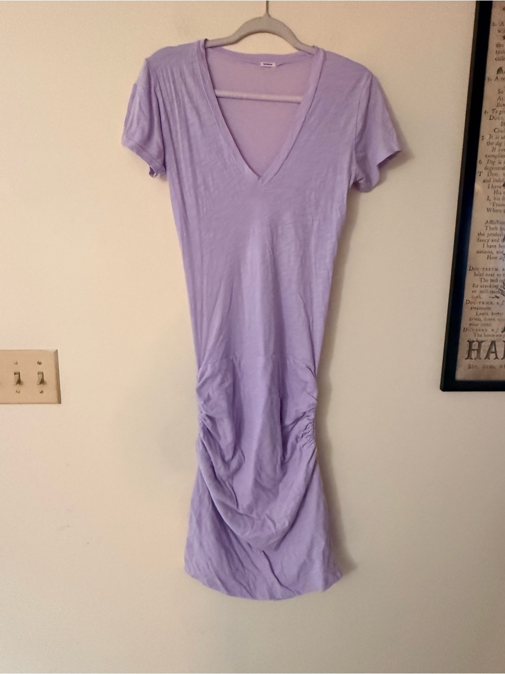 Monrow Lavender V-Neck Short Sleeve Dress